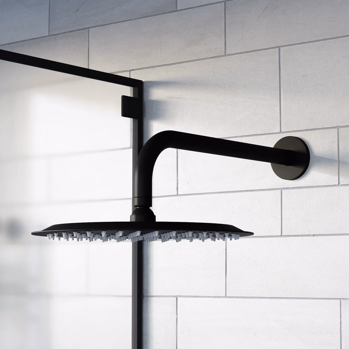 Nes Home Matte Black 2-Way Round Concealed Thermostatic Shower Set with Overhead and Handheld Shower Heads – 2