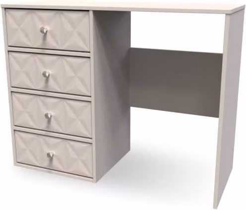 Welcome Furniture Pixel Single Pedestal Dressing Table in White with Matt Metal Geometric Accents, Assembled