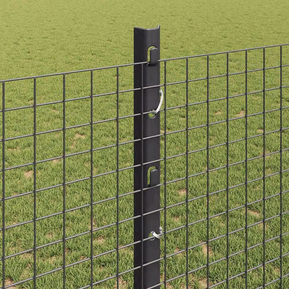 Berkfield Home Grey Steel Welded Wire Fence with 10 U-Profile Posts, W: 120 cm, L: 10 m – 3
