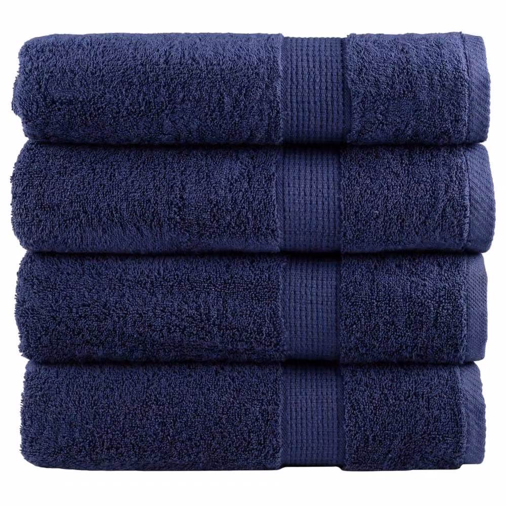Berkfield Home Premium Cotton Terry Hand Towels, 4 Pack, Navy Blue, W: 50 cm, H: 100 cm, 600gsm – 2