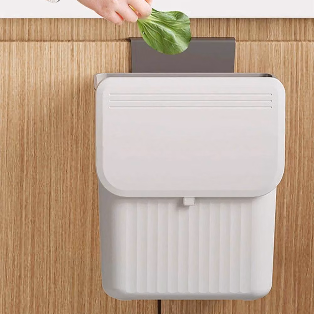 PAWNORA 9L Grey Wall Mounted Hanging Kitchen Bin with Flip Lid – 2