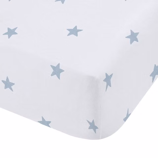 Bianca Mini Star and Stripes Blue and White Cotton Fitted Sheet for Children