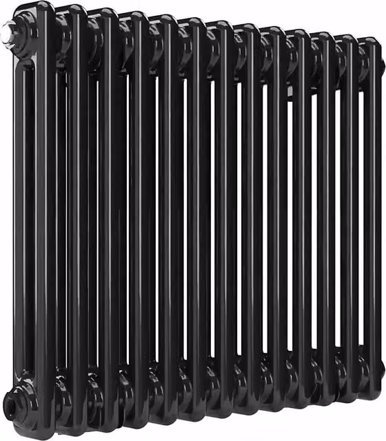 Lux Heat Horizontal 2 Column Steel Radiator in Black Nickel Lacquer, H 50.0 cm x W 60.5 cm x D 10.7 cm