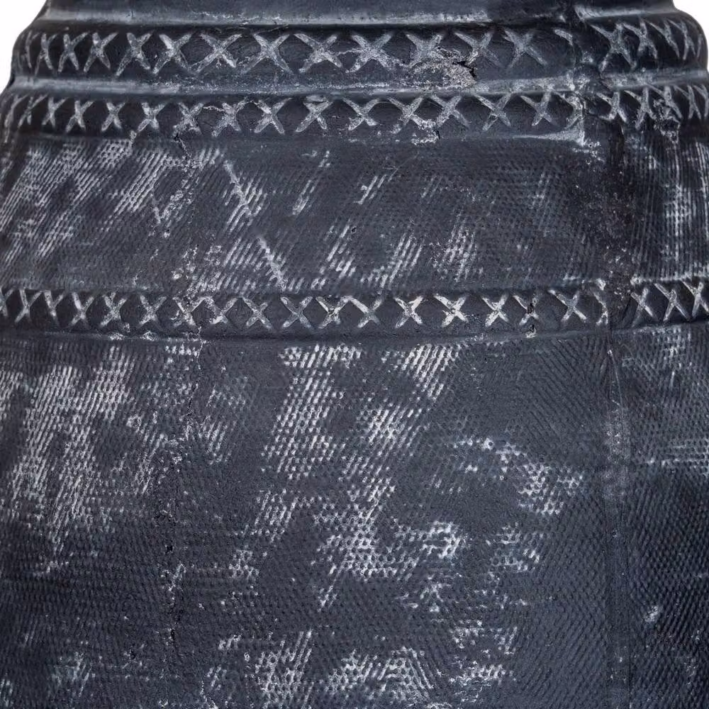Lemon Pavilion Furniture and Decor Etched Collection Tall Ceramic Vase in Black, W25 x D25 x H32 cm – 3