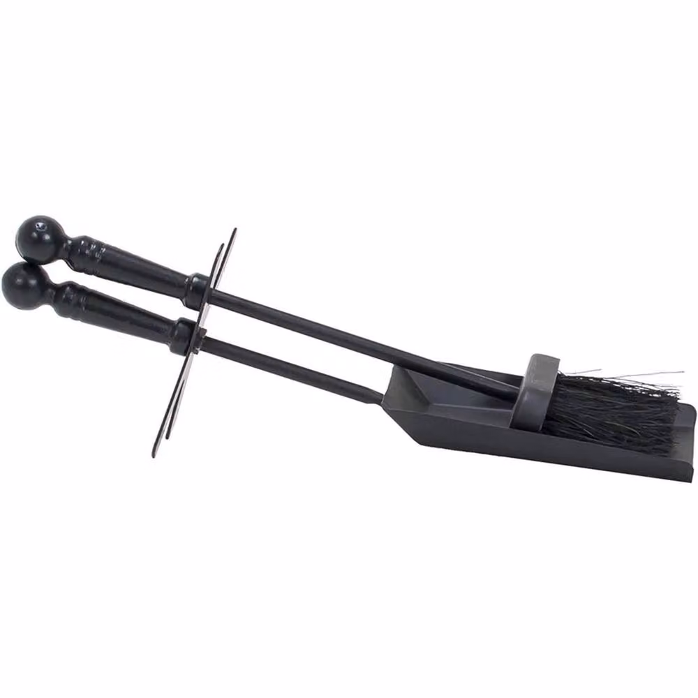 VOGREX Steel Hearth Fireplace Shovel and Brush Set in Black – 2