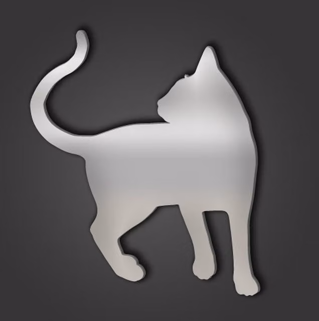 Abyssinian Cat Style 10 Silver Acrylic Wall Mirror, Diameter: 31.5 cm