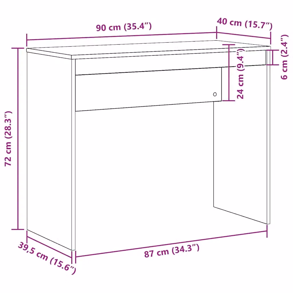 Berkfield Modern Computer Desk in Brown Engineered Wood, W/D/H: 90 x 40 x 72 cm – 6