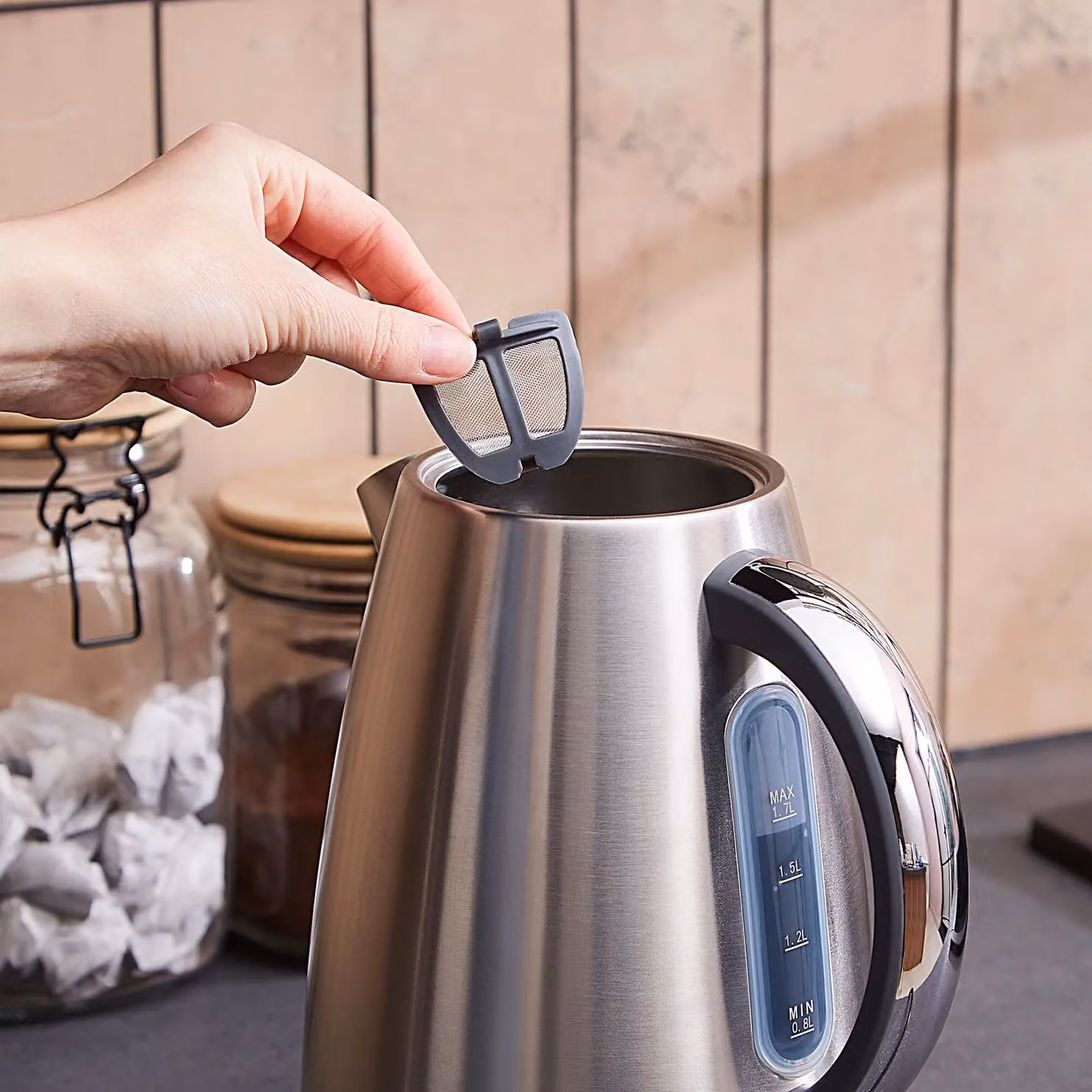 Morphy Richards Mexborough 1.7L Stainless Steel Jug Kettle in Grey and Silver with Limescale Filter and Auto Shut-off – 10