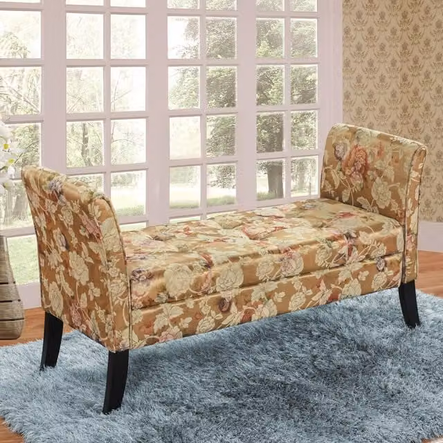 Courtaulds Fabrics Anastasia Window Seat in Gold Floral Jacquard