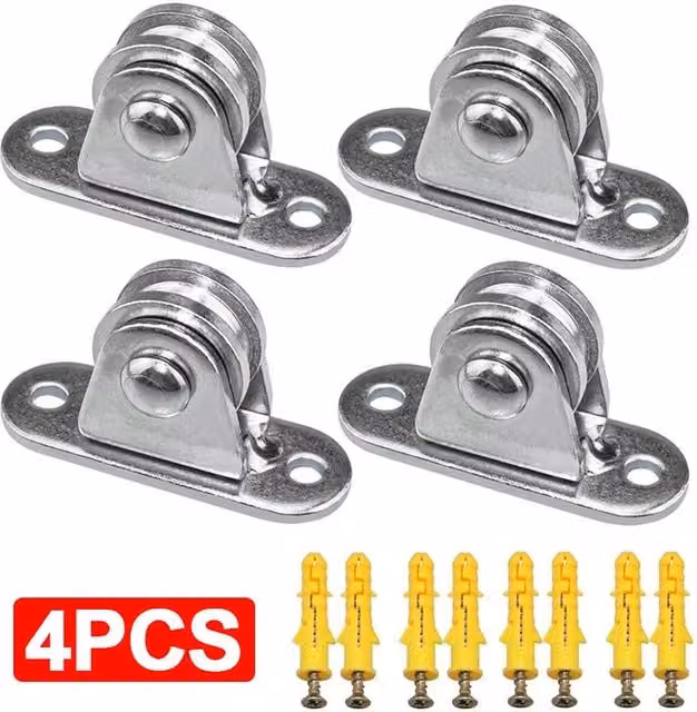 SPETLEK 4-Piece Steel U-Type Fixed Pulley Set in Silver – 1