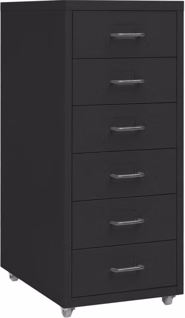Berkfield Home Mobile Metal File Cabinet in Black, W/D/H: 28 x 41 x 69 cm