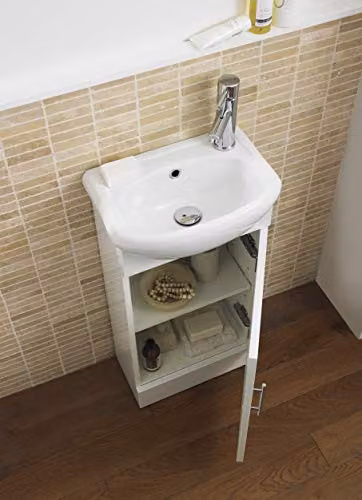 Nuie White Cloakroom Cabinet and Basin W: 42 cm, H: 78 cm, D: 20 cm – 2