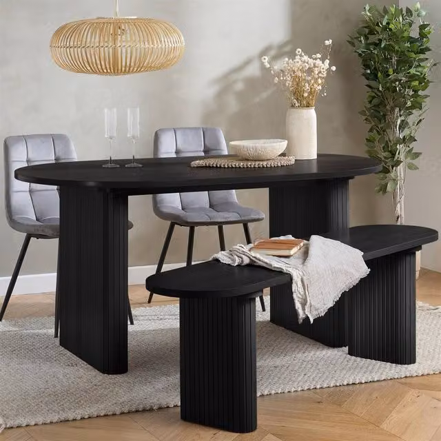Birlea Axel Modern Dining Bench in Black, W: 160 cm – 4