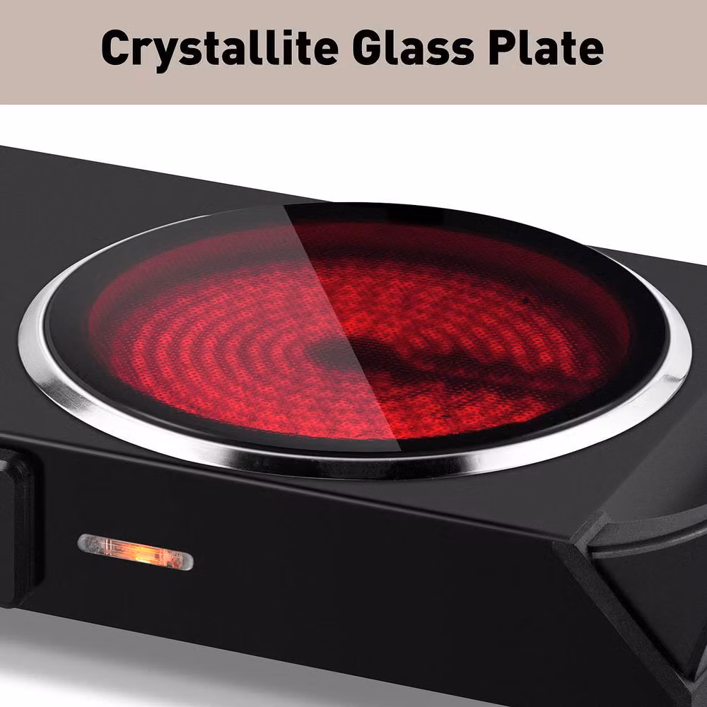 Cusimax Portable Dual Ceramic Hot Plate with Handle, Black – 6