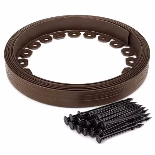SolaDirect Brown Flexible Plastic Lawn Edging Border for Ornamental Gardens, Height: 3.8 cm, Length: 10 m – 1