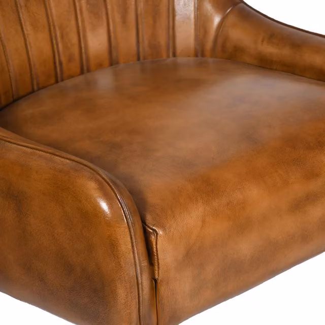 Elm Home And Garden Vintage Brown Leather Accent Arm Chair