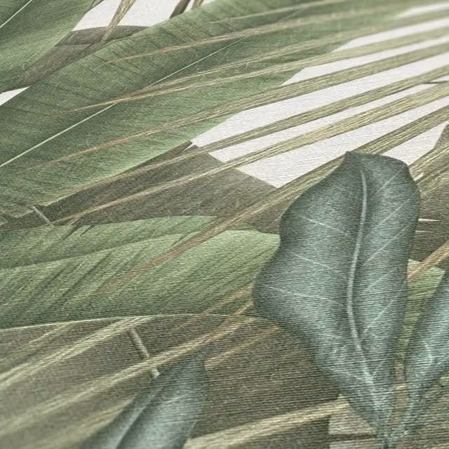 AS Creation Exotic Jungle Botanical Floral Textured Vinyl Wallpaper in Green