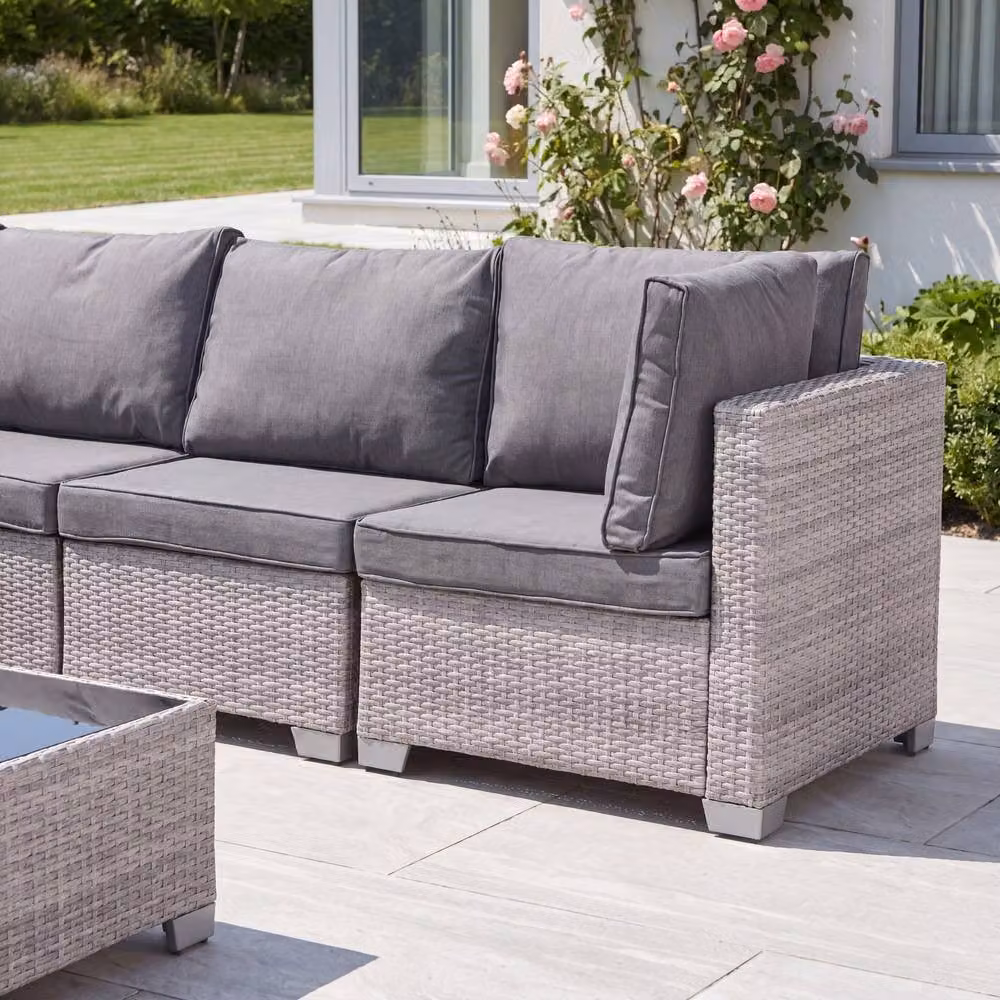 Artemis Home Saviano 7 Seat Modular Large L-Shaped Rattan Corner Set in Grey – 2