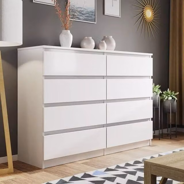 LUXURY LIFE Carlton Matt 8 Drawer Chest of Drawers in White – 1