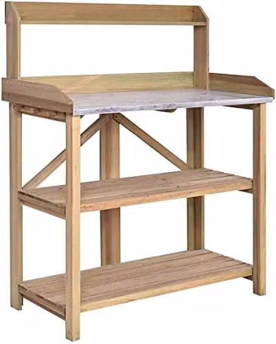Hygrad Built to Survive 3 Tier Wooden Garden Potting Bench in Brown, W: 100 cm – 9