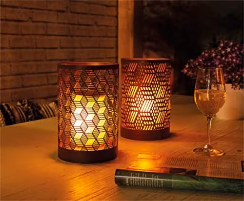 Esschert Design Solar LED Salisbury Outdoor Garden Table Lantern in Anthracite Metal with Realistic Flicker Effect, H: 23 cm – 2