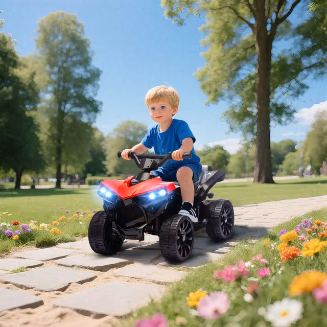 AIYAPLAY 6V Electric Kids ATV Ride on Car with Light and Sound, Red