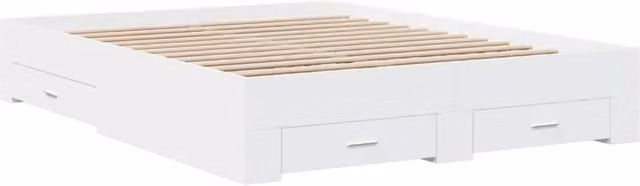Berkfield Home Modern Bed Frame with Drawers, White, W/D/H: 140 x 200 x 143 cm