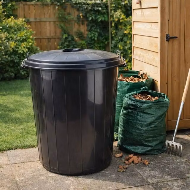 KORVIXA 50 Litre Black Plastic Bin with Flip Lid