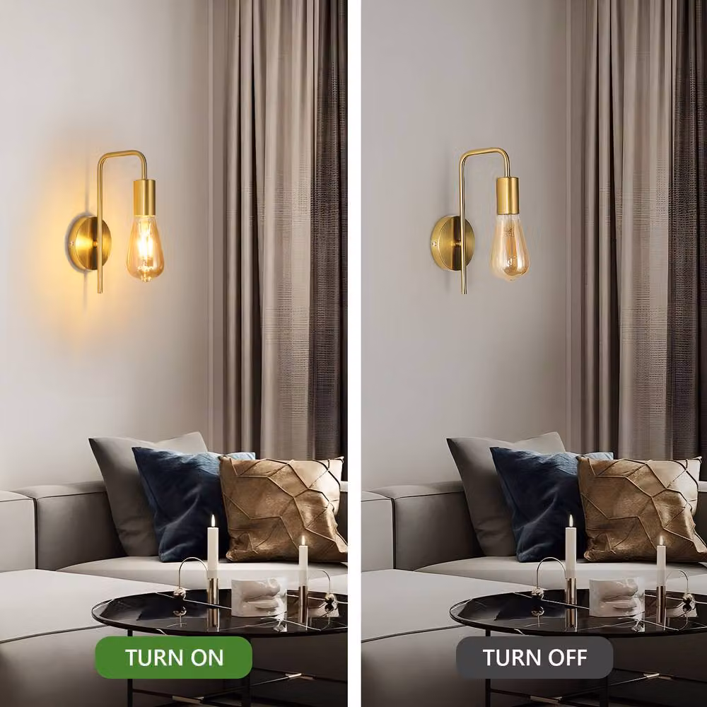 Pheashine Gold U-Shaped Modern Indoor Wall Lights, 2 Pack, E27 Base, 25 cm – 3