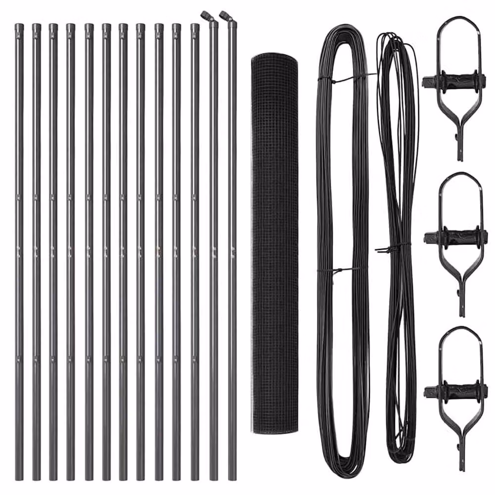 Berkfield Home Modern Welded Wire Fence in Grey Steel with 13 Posts, W: 140 cm, L: 25 m – 4
