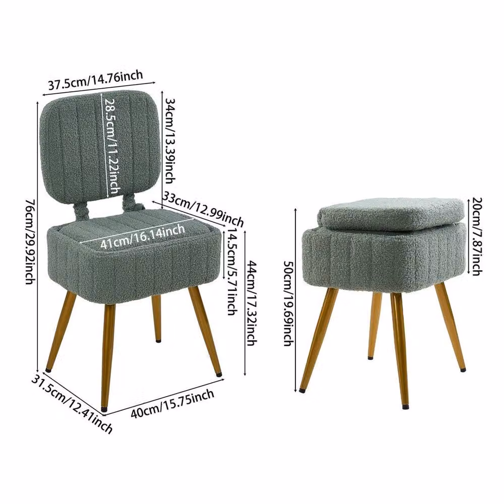 EONLION Green Velvet Foldable Storage Dressing Table Stool, W: 100 cm x D: 50 cm x H: 50 cm – 2