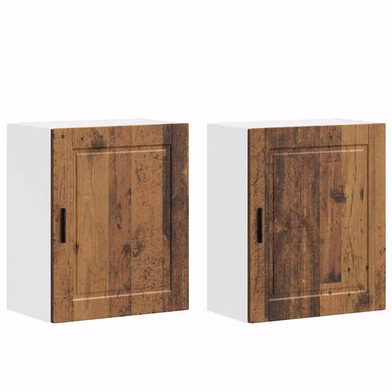 Berkfield Home Porto Old Wood Kitchen Wall Cabinets, 2 Piece Set, Brown