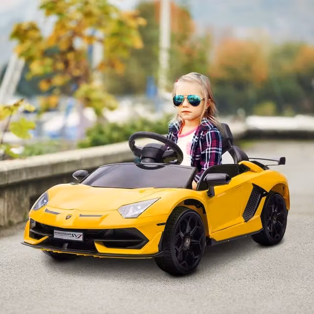 HOMCOM Lamborghini Licensed Electric Ride On Car with Remote Control, Yellow