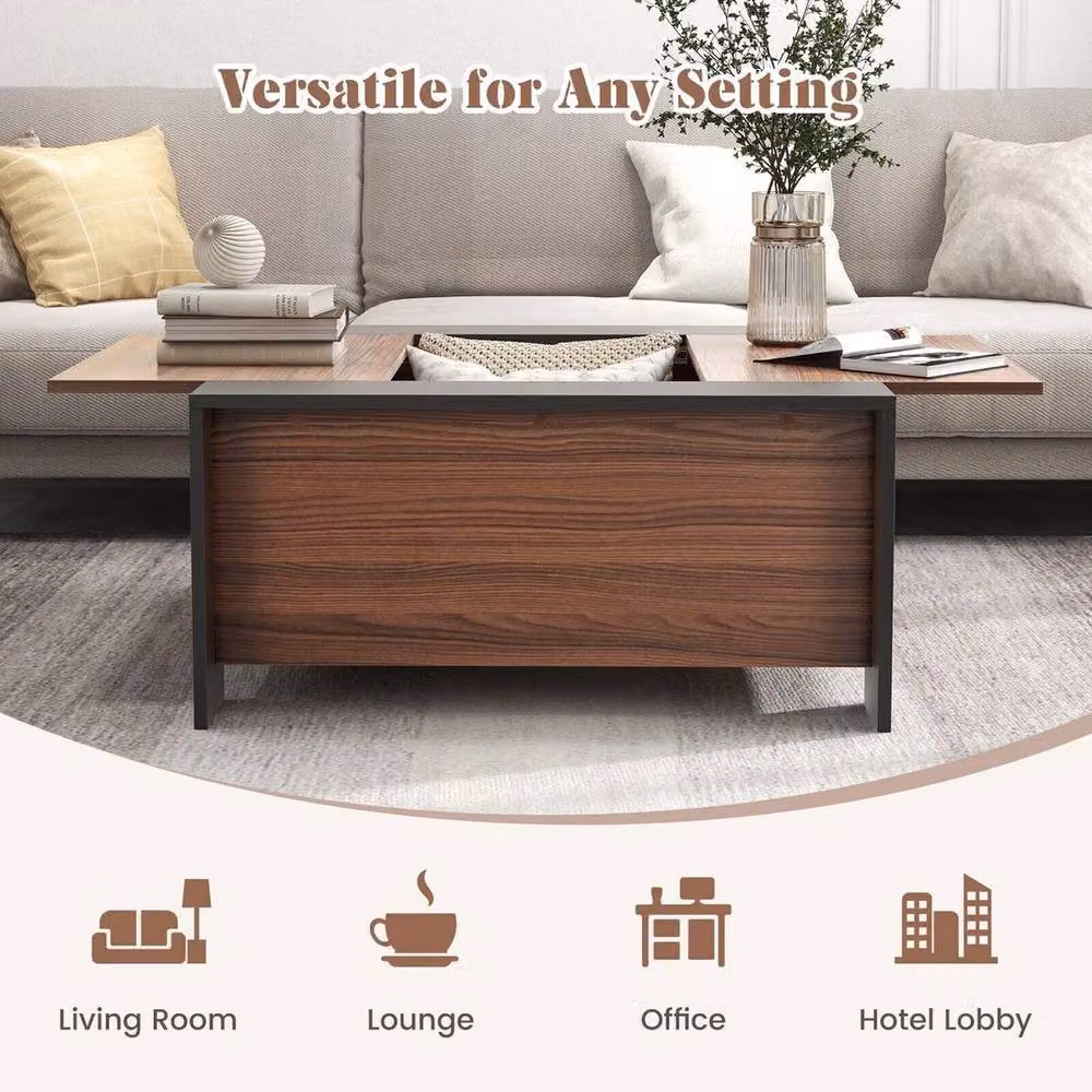 Kelvenix Square Extendable Cocktail Tea Table in Brown – 5