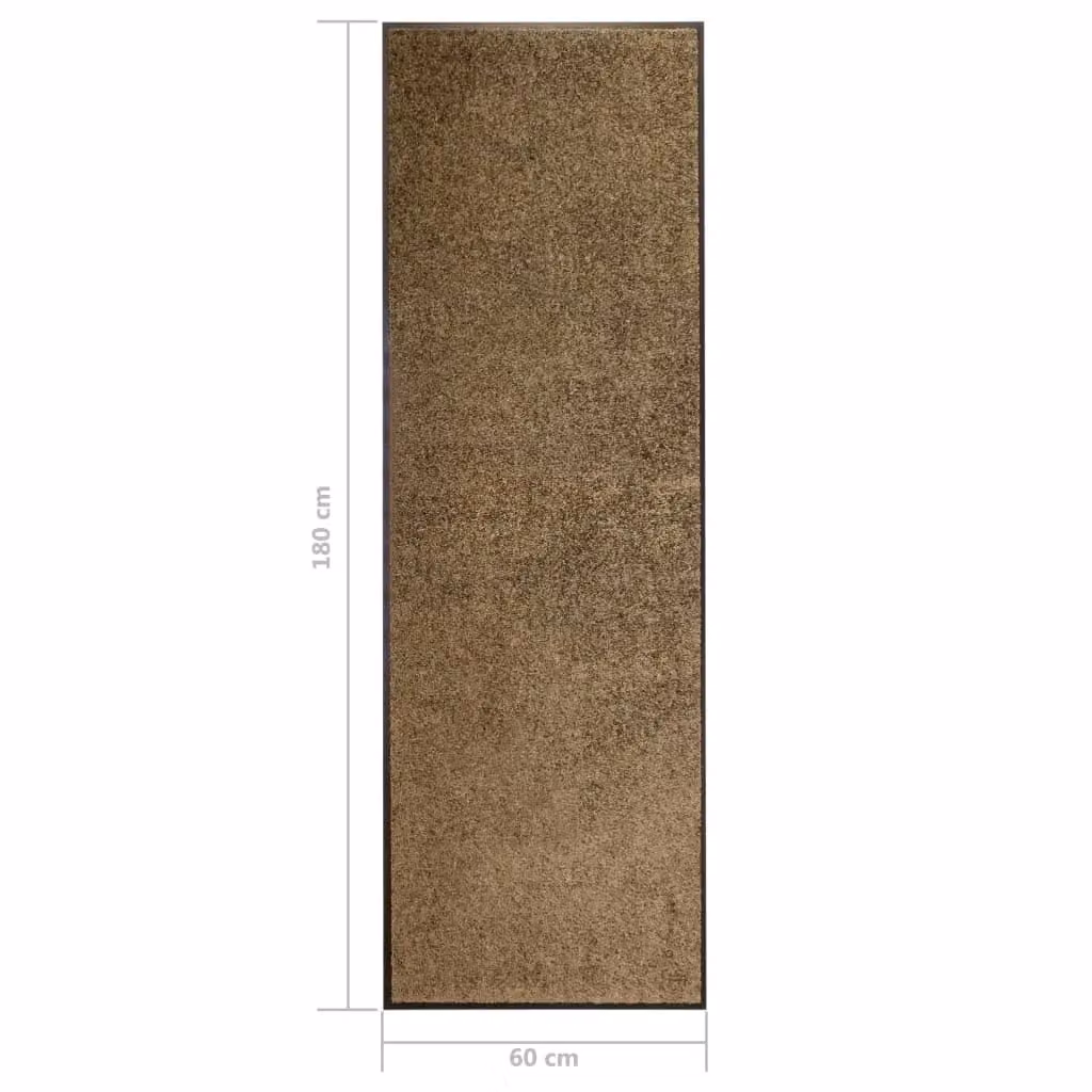 Berkfield Home Washable Non-Slip Brown Doormat W/L: 60 x 180 cm – 3