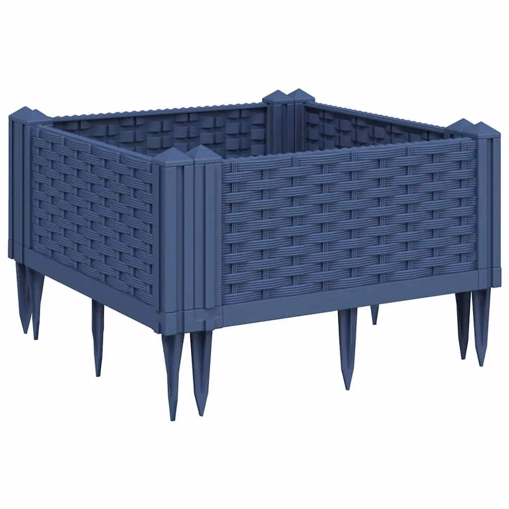 Berkfield Home Beautiful Garden Planter with Pegs in Blue and Grey, W/D/H: 42.5 x 42.5 x 28.5 cm – 2