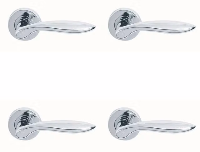 Loops 4x Pair Smooth Ergonomic Round Rose Handles with Concealed Fixings in Polished Chrome