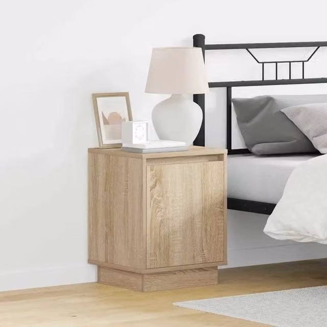 EONLION Sonoma Oak Bedside Cabinet in Brown, W/D/H: 39 x 34.5 x 50 cm