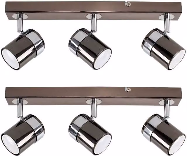 ValueLights Rosie Black 3 Way Bar Ceiling Spotlight Pair – 1