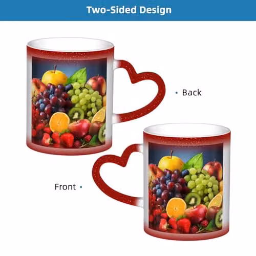 Oudrspo Fruits Coffee Mug, Red Heat Sensitive Colour Changing Ceramic Tea Cup, 355 ml – 4