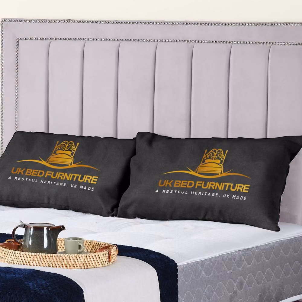 UK Bed Furniture Fiona Upholstered Slatted Base Bed with 48 Inch Headboard in Silver, Size: Double (W/D/H: 140 x 200 cm) – 2