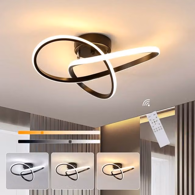 Pheashine Modern Dimmable LED Ceiling Light with Remote Control, 36W, Black – 1