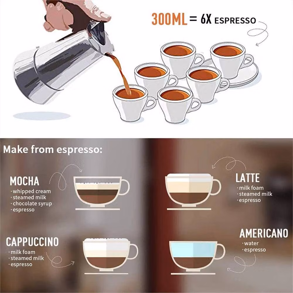 Nordara Silver Stove Top Moka Pot Espresso Maker, 300 ml – 4