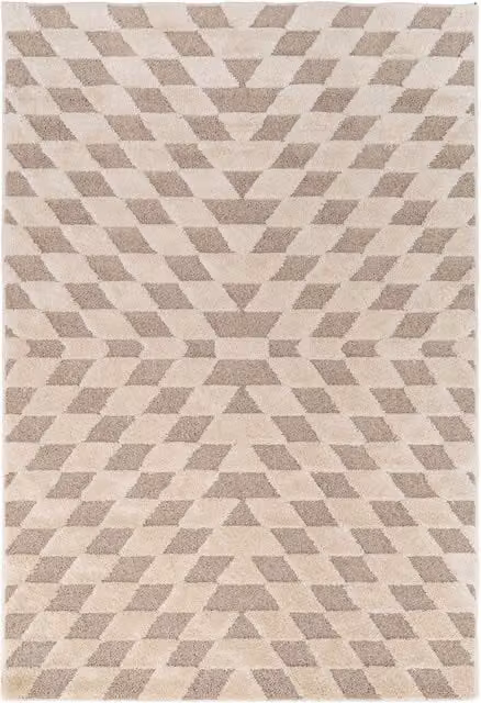 Kukoon Modern Diamond Geometric Living Area Rug in Silver, Grey and Beige, W: 120 cm, L: 170 cm