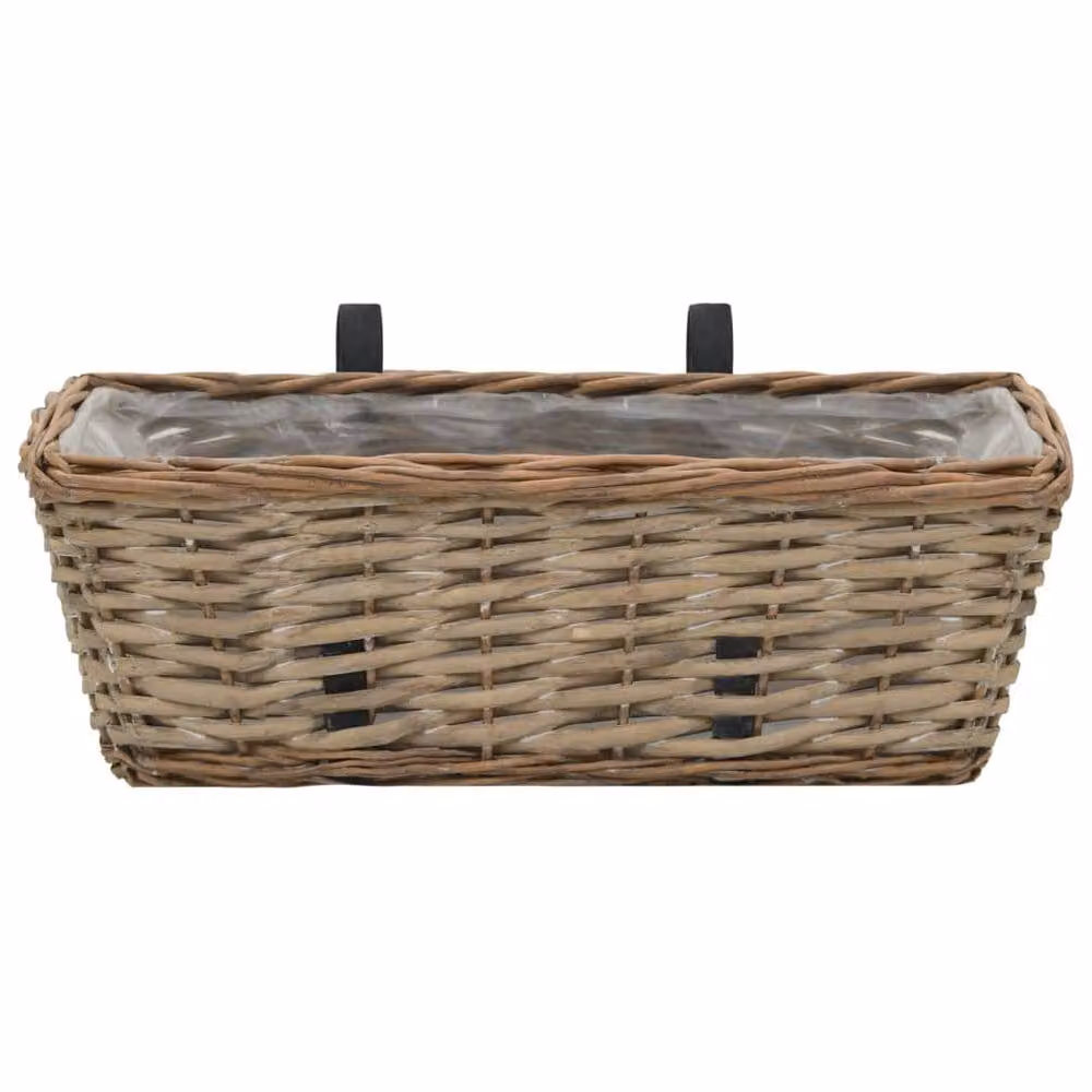 Berkfield Home Wicker Balcony Planter with PE Lining, 2 Pack, Brown, 40 cm – 2