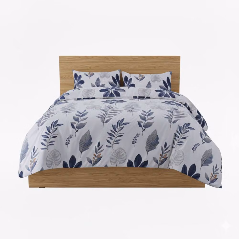 Snug City Leaf Complete Microfibre Bedding Set with Duvet Cover, Pillowcase and Fitted Sheet, Multicolour, Double – 2