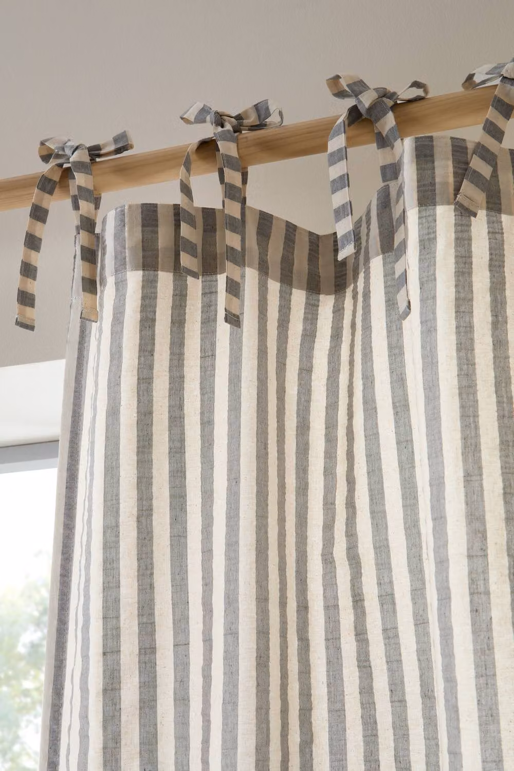 Pineapple Elephant Zanzibar Woven Stripe Voile Curtain Panel in Grey, Width: 140 cm, Drop: 183 cm – 2