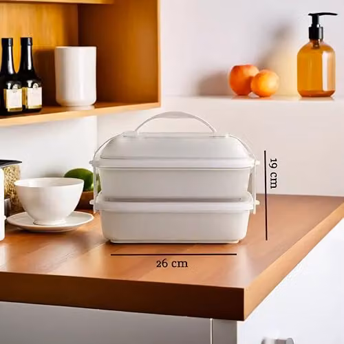 Premier Housewares Grey and White Plastic Lunch Box with Cutlery and Dividers, W: 26 cm, D: 19 cm, H: 16 cm – 2