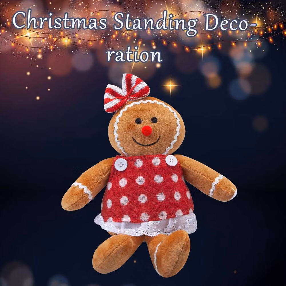 VFM e-Store Christmas Gingerbread Woman Tabletop Decoration, Red, White and Multicolour, H: 19 cm, W: 18 cm – 2