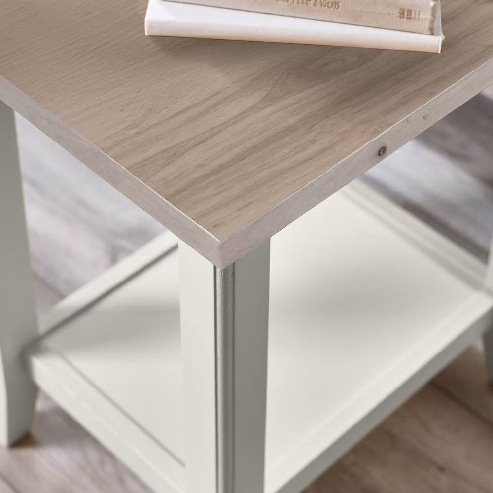 FurnitureboxUK Eden Rectangular Whitewashed and Light Grey Rubberwood Side Table in White and Grey – 2